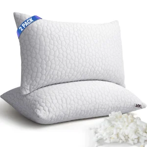 Shredded Memory Foam Pillows – 2-Pack with Washable Cover