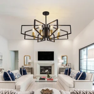 8-Light Geometric Chandelier – Adjustable Height