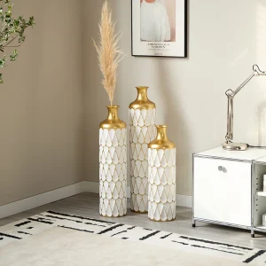 Metal Floor Vase Set – 3-Piece Modern Standing Décor