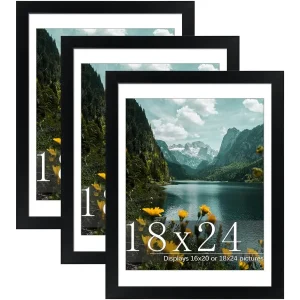 18x24 Picture Frame 3 Pack, Black Poster Frame,