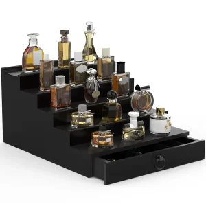 Organizer for Men, 5 Tier Black Cologne with Drawer and Hidden Compartment