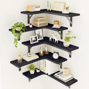 Floating Rustic Wood Corner Shelves