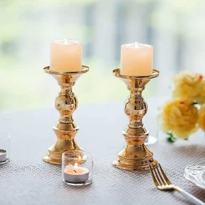 Gold Metal Candlestick Holders Vintage