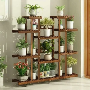 Multi-Tier Wooden Plant Display Stand Indoor Outdoor