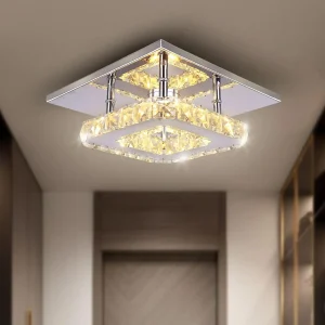 Small LED Chandelier Semi-Flush Mount for Bedrooms, Dining Rooms,  Hallway (Warm)