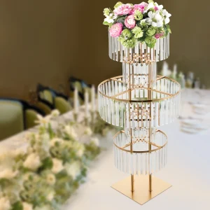 5 Tiers Gold/Silver Wedding Centerpieces Acrylic Flower Stand