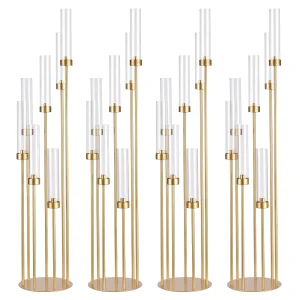 4Sets 7 Arms Floor Candelabra Wedding Centerpieces Gold 48" Tall Metal