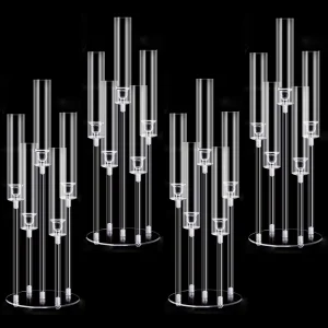 4Pcs Acrylic Candelabra Centerpieces for Wedding, Clear Crystal