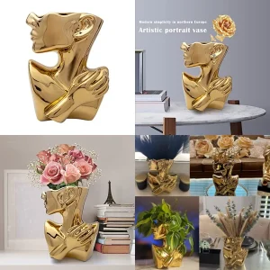 Gold Head, Modern Home Decor Indoor  Decorative Vase