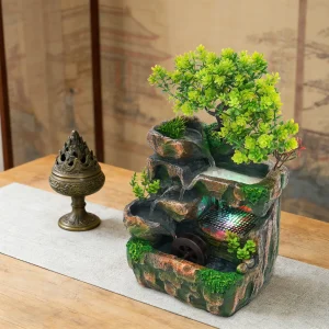 Resin Rockery Fountain Waterfall Feng Shui Desktop Ornament Indoor Water Sound Tabletop Decor