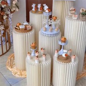 Cylindrical Paper Folding Wedding Cake Stand and Dessert Table,