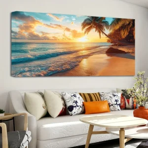 Beach pictures, 1.5-inch thick pine solid wood frame,