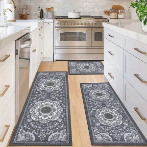 Bohemian style rugs 3 pcs set floor mat kitchen carpet Non-slip comfortable washable.