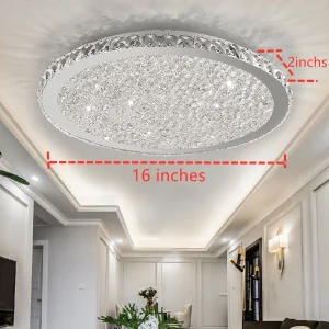 LOYALHEARTD 16" Modern Crystal Ceiling Light Pendant Lamp Round LED Chandelier Raindrop Design