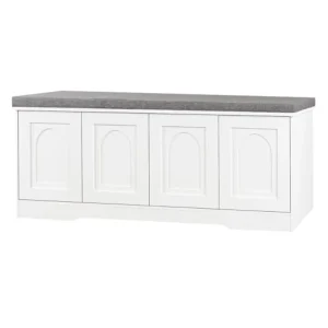 Entryway Shoe Storage Bench with Doors, Cushion, 2-Tier Shoe Rack with 8-Cubby,