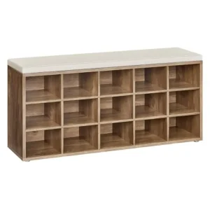 CUSTOS Collection Entryway Shoe Bench Storage  with Padded Seat  Cappuccino Beige