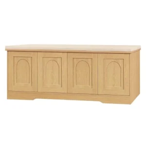 Entryway Shoe  Storage Bench with Doors, Cushion, 2-Tier Shoe Rack with 8-Cubby, , Adjustable Shelf