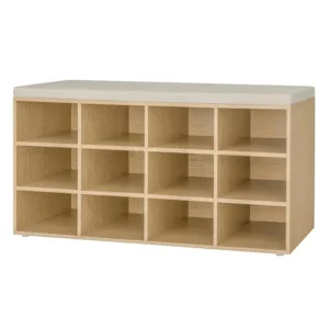 Shoe Storage Bench with Cushion 12-Cubby Shoe Rack Adjustable Shelves 40.9"