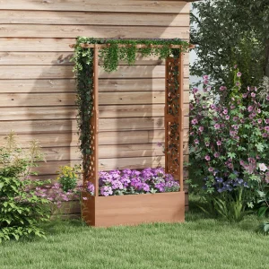 Raised Garden Bed with Trellis Hanging Roof and Drain Hole