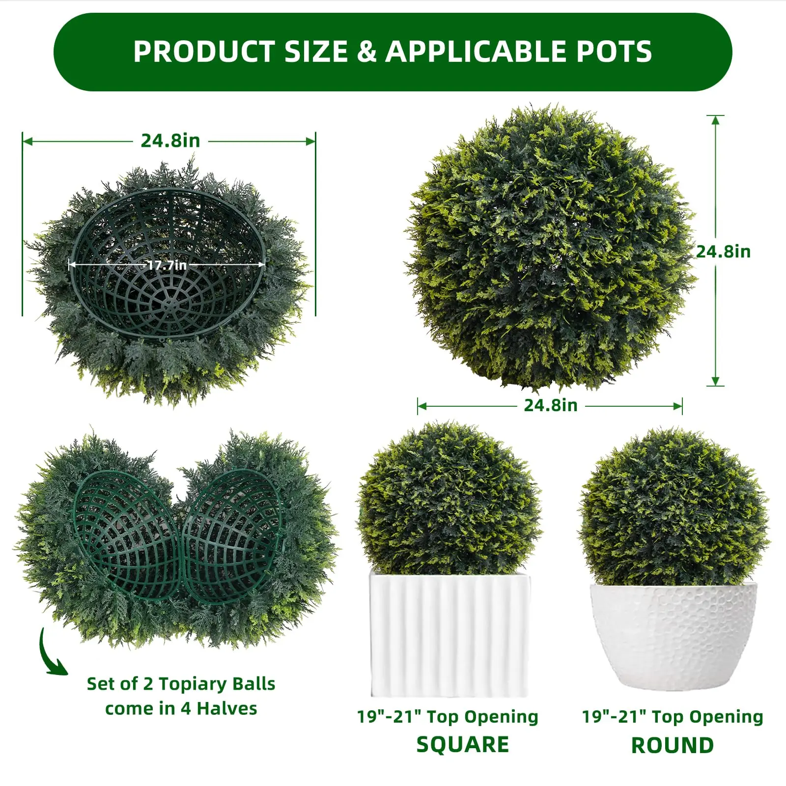 Set of 2 Artificial Topiary Cedar Balls. - Image 4
