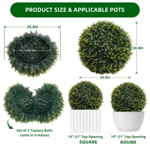 Set of 2 Artificial Topiary Cedar Balls. - Thumbnail Image 4