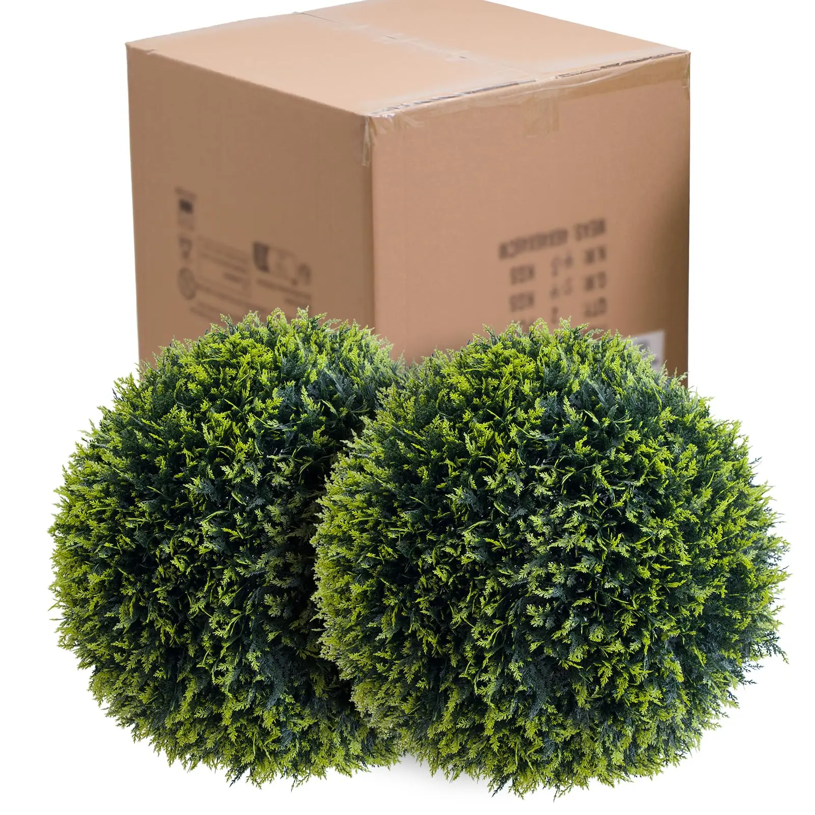 Set of 2 Artificial Topiary Cedar Balls. - Image 1