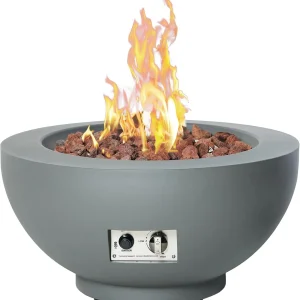Outdoor Patio Propane Fire Pit - 28-Inch Round Gray Bowl,