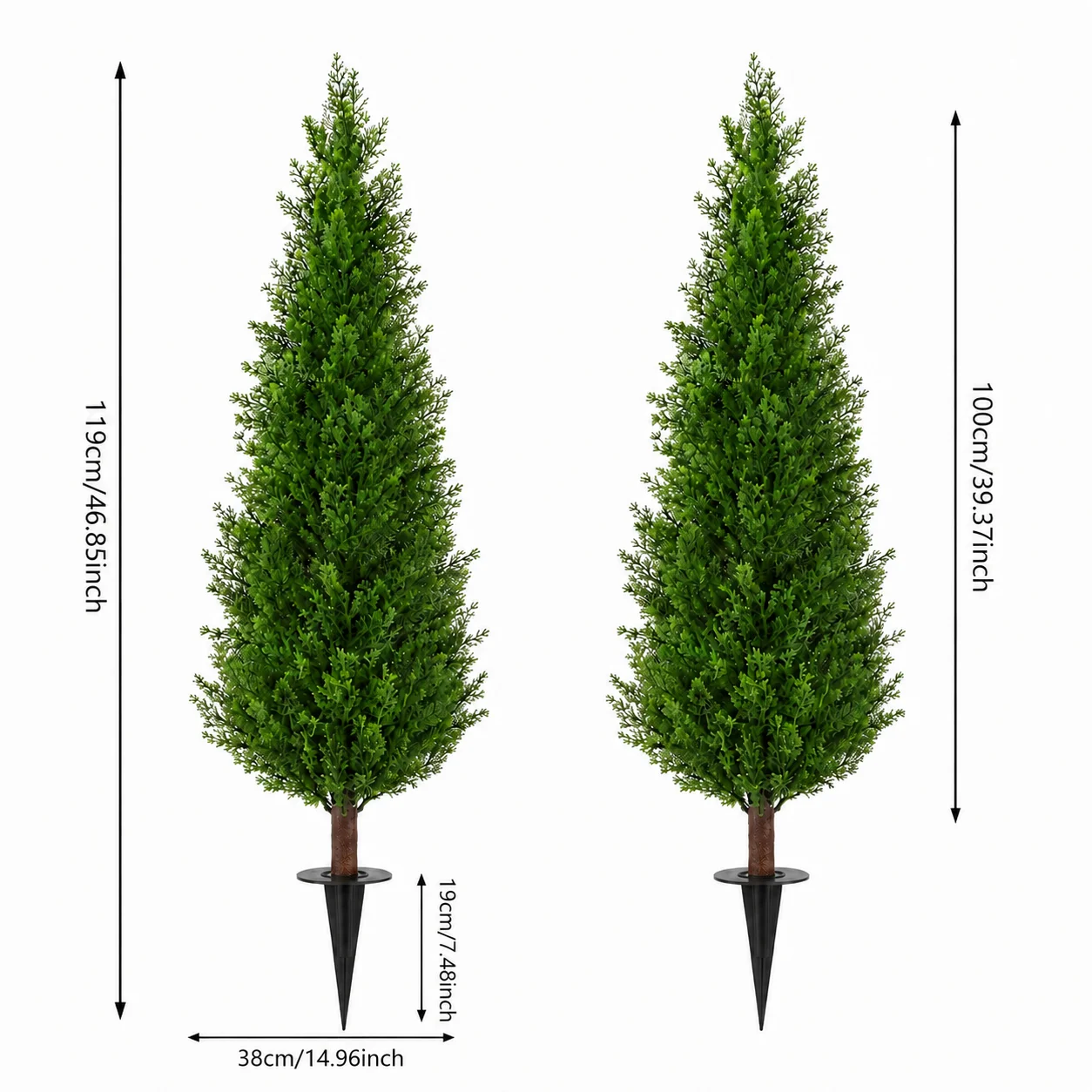 2-pack 4 ft Artificial Cedar Topiary Trees, Outdoor Faux Plants with Ground Spike, - Image 1