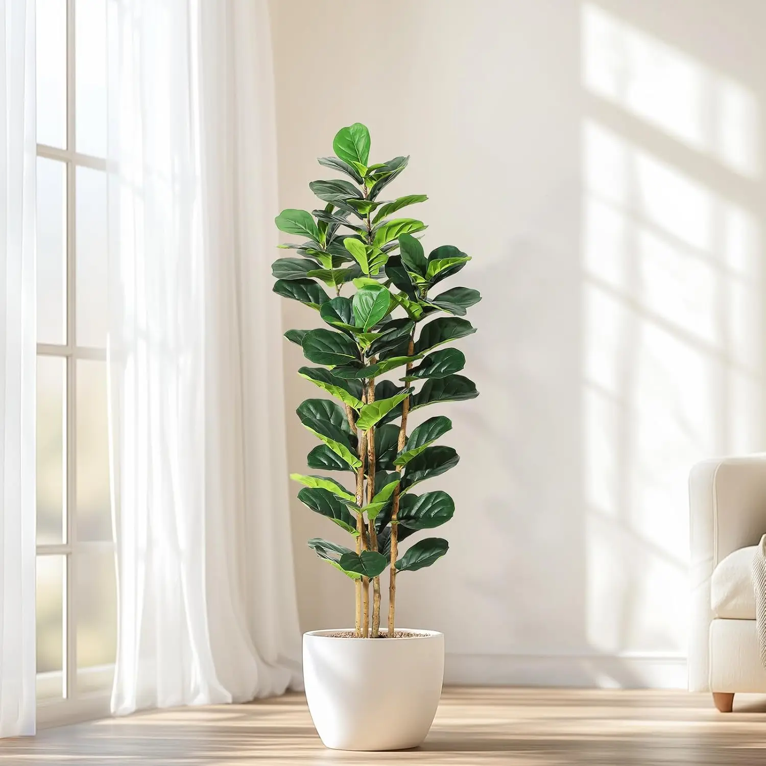 5/6/7 FT Artificial Fiddle Leaf Fig Tree with Pot - Image 1