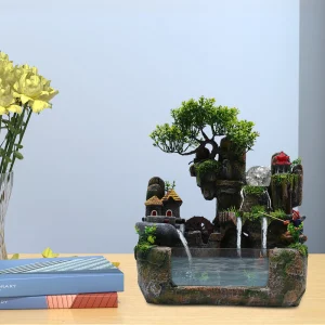 Tabletop Rockery Water Fountain with Atomizer Colorful LED Light,