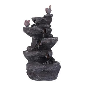 27in H 5-Tier Floor Outdoor Fountains and Waterfalls with LED Lights.