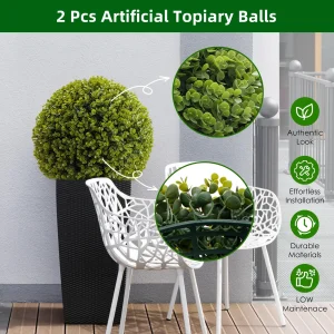 Set of 2 Artificial Topiary Cedar Balls. - Thumbnail Image 3