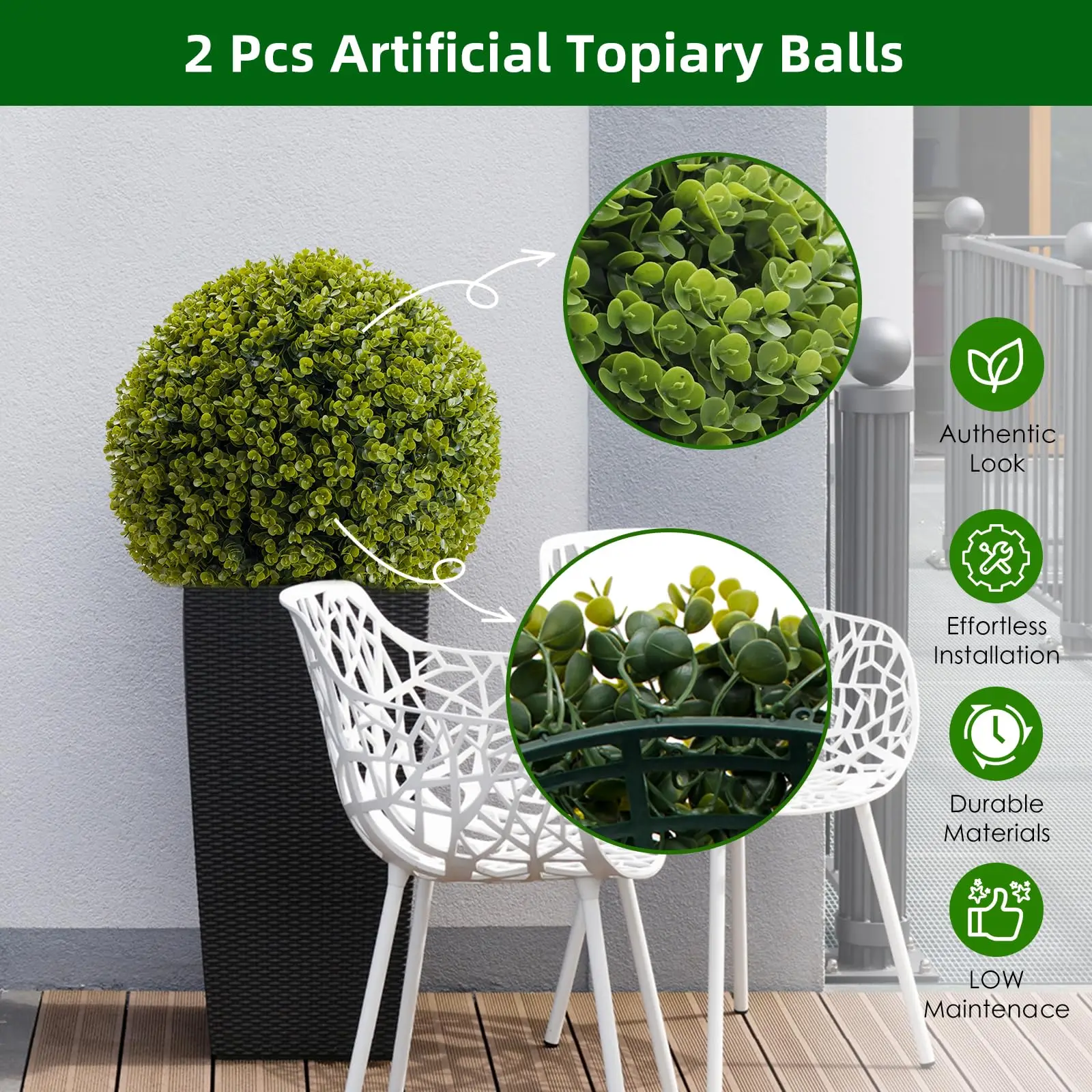 Set of 2 Artificial Topiary Cedar Balls. - Image 3