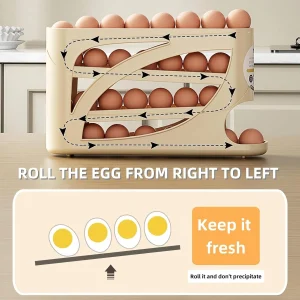 4-Tier Sliding Egg Dispenser, Automatic Rolling Shatterproof - Thumbnail Image 2