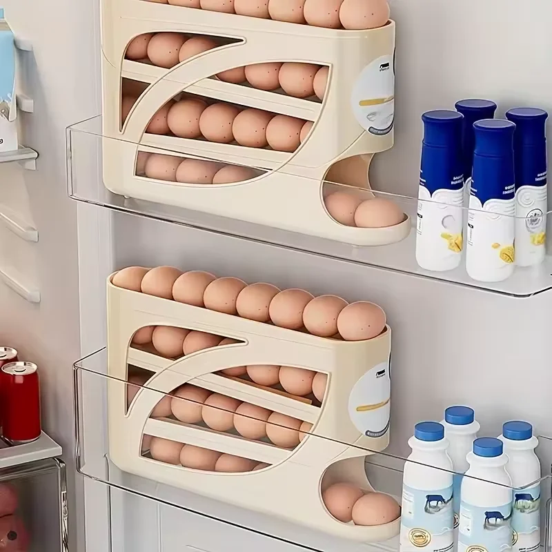 4-Tier Sliding Egg Dispenser, Automatic Rolling Shatterproof - Image 4