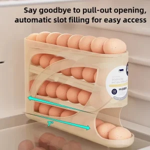 4-Tier Sliding Egg Dispenser, Automatic Rolling Shatterproof - Thumbnail Image 3