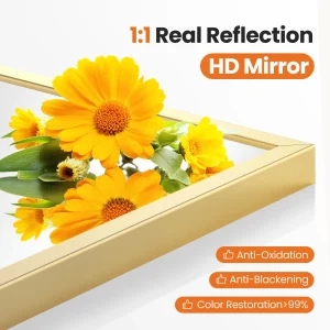 Arched Gold Large Size Mirror Over Sink Modern Wall Mirrors Arch Decorative for Entryway Bedroom Vanity Horizontal or Vertical Hanging - Thumbnail Image 3