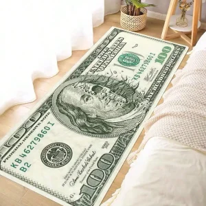 1pc Interesting Portrait & Dollar Bill Pattern Rug,  Washable All Season Bedside Mat - Thumbnail Image 5