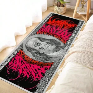 1pc Interesting Portrait & Dollar Bill Pattern Rug,  Washable All Season Bedside Mat - Thumbnail Image 6