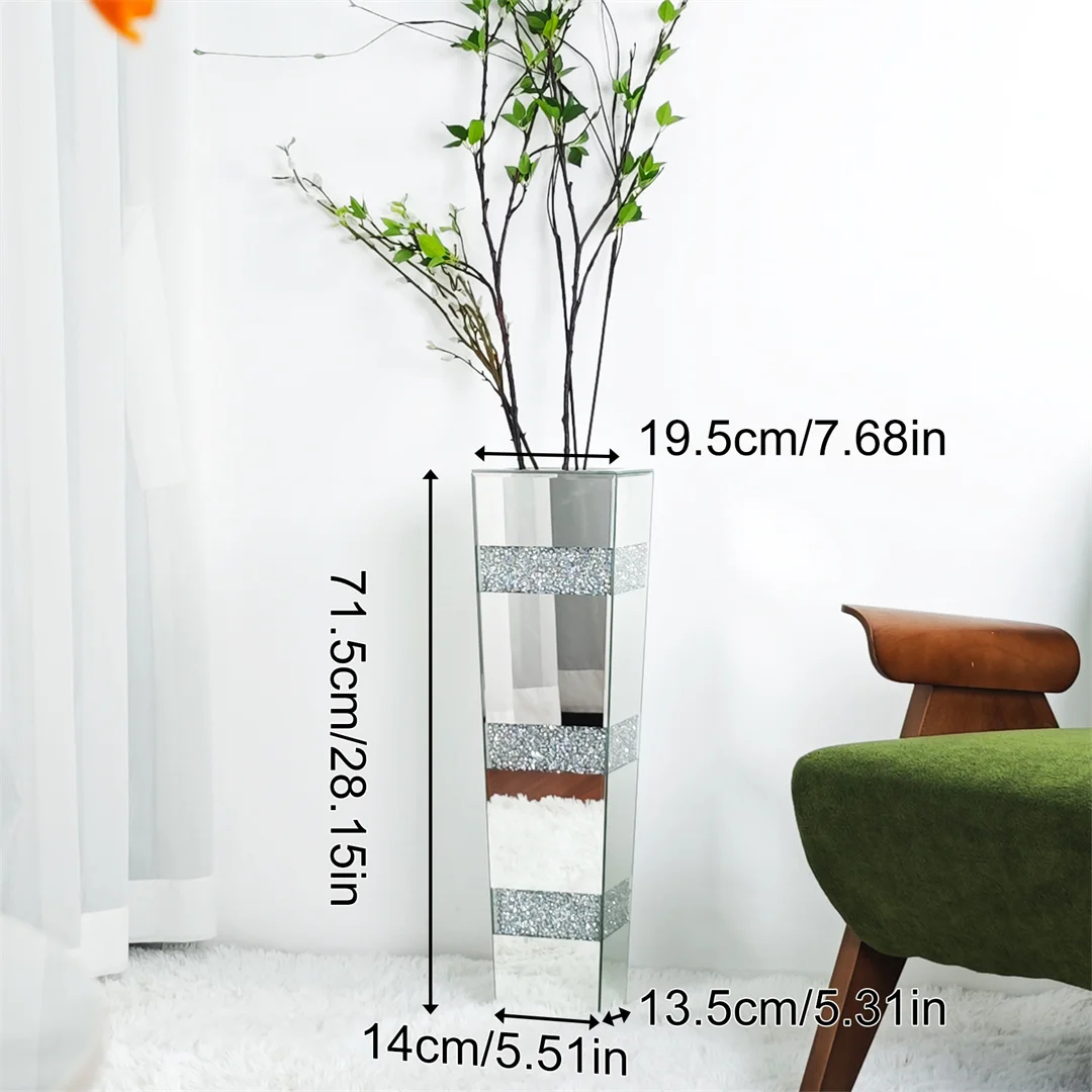 Crystal Silver Standing Mirrored Flower Vase - Image 7