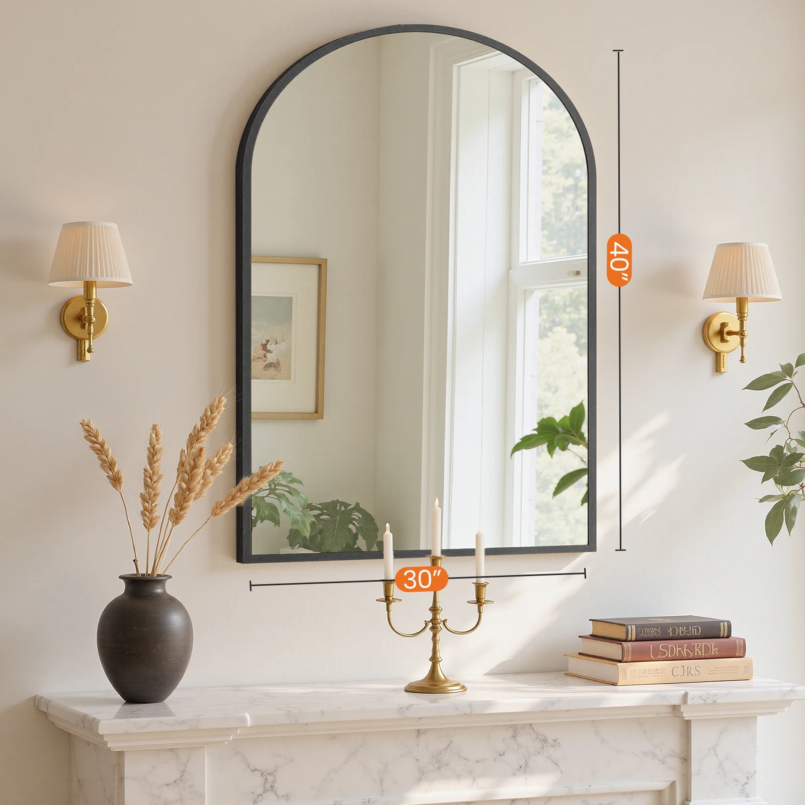 Arched Gold Large Size Mirror Over Sink Modern Wall Mirrors Arch Decorative for Entryway Bedroom Vanity Horizontal or Vertical Hanging - Image 8