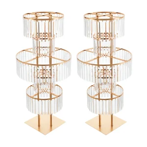 1/2Pcs 5-Tier Gold Acrylic Flower Stand 110cm Crystal Style Floor Standing Centerpiece - Thumbnail Image 6