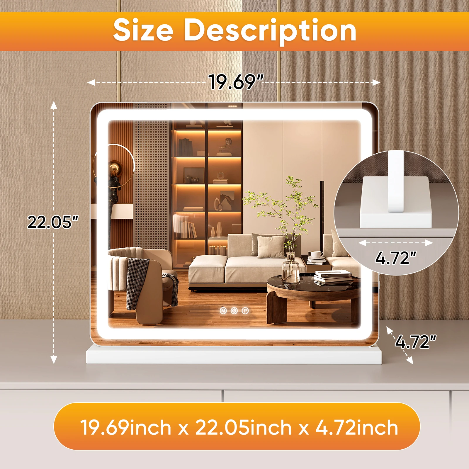 MCQ Full-Length Mirror LED Vanity Mirror with Lights, Makeup, Dimmable 3 Color Modes with Memory, USB Charging Port for Home ﻿ - Image 6