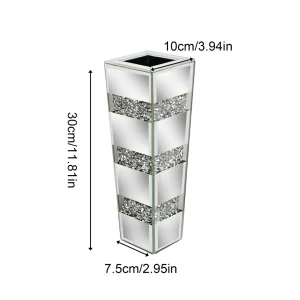 Crystal Silver Standing Mirrored Flower Vase - Thumbnail Image 6