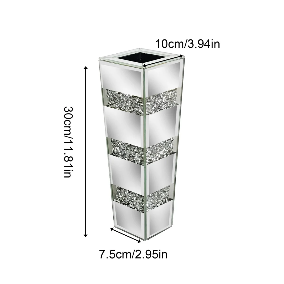Crystal Silver Standing Mirrored Flower Vase - Image 6