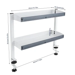 Clamp-on Desk Shelf, 2-Tier, Above or Under Table Corner Shelves Metal Organizer, - Thumbnail Image 6