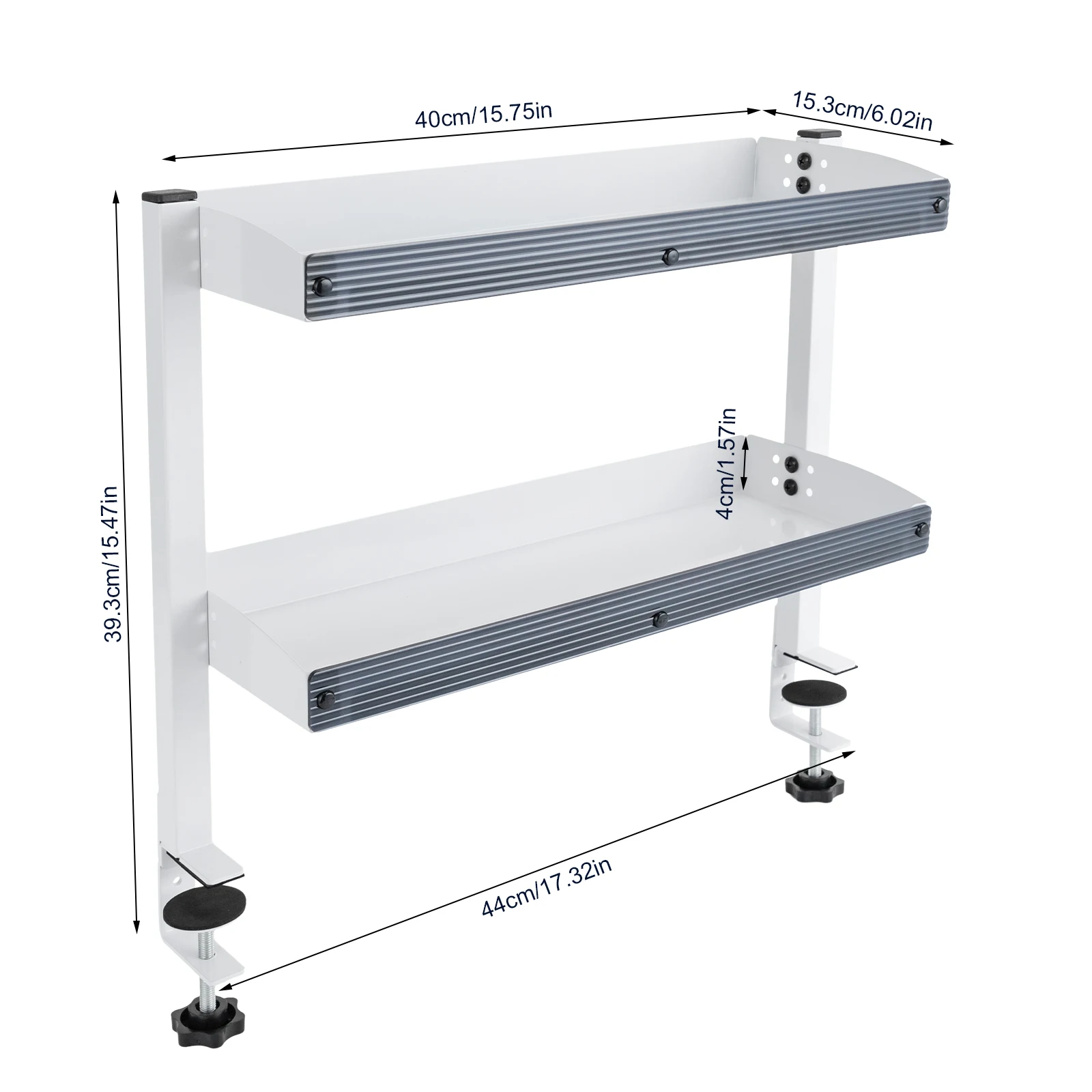 Clamp-on Desk Shelf, 2-Tier, Above or Under Table Corner Shelves Metal Organizer, - Image 6