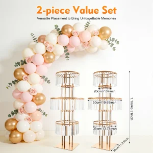 1/2Pcs 5-Tier Gold Acrylic Flower Stand 110cm Crystal Style Floor Standing Centerpiece - Thumbnail Image 3