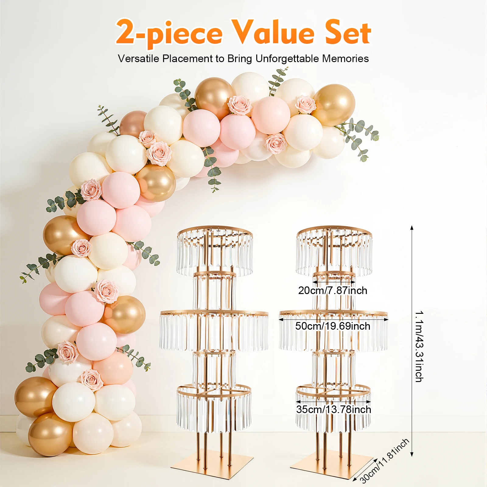 1/2Pcs 5-Tier Gold Acrylic Flower Stand 110cm Crystal Style Floor Standing Centerpiece - Image 3