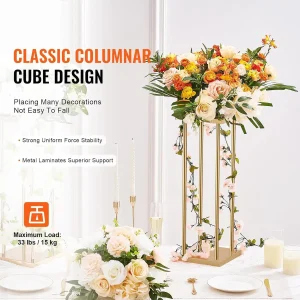 4 Pcs Gold Metal Flower Stand 23.6 in Tall Wedding Aisle Centerpiece - Thumbnail Image 2